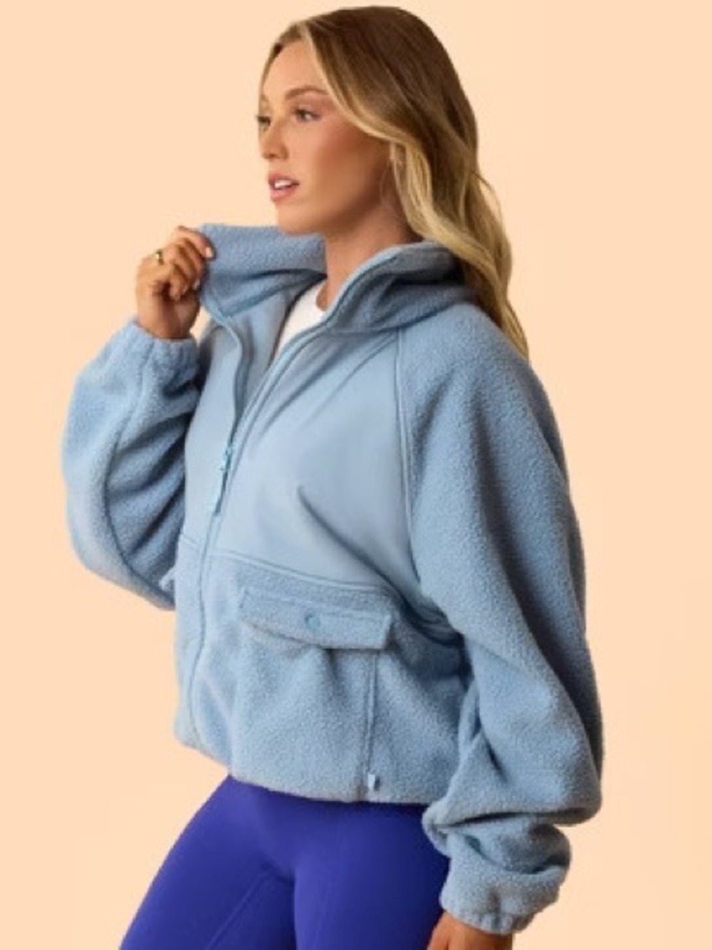 NWT Blogilates Women's Bonfire Fleece Jacket - Blue 3X